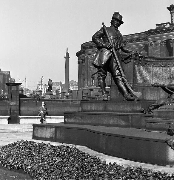 Views of Liverpool, Merseyside, 13th May 1954. Memorial in St Johns gardens to