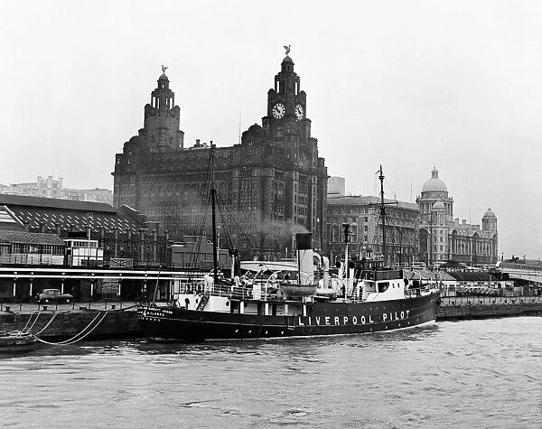 Views of Liverpool, Merseyside, 13th May 1954. Docks and Harbour Board Pilot Ship in dock