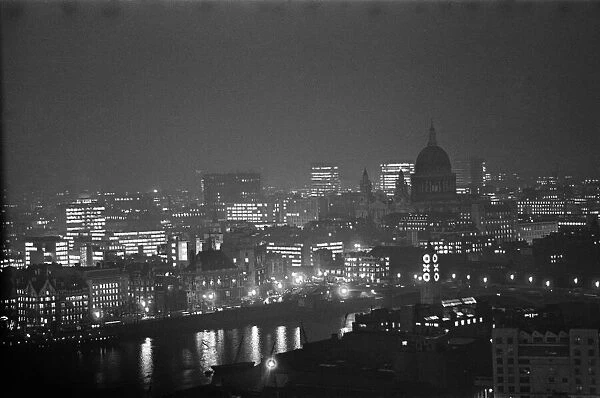 Views of London, taken from the South Bank at night. 13th December 1963