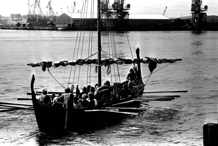 Framed Print : A Viking longboat arriving on the river Tyne for the Newcastle Regatta in July 1980 Framed Print : A Viking longboat arriving on the river Tyne for the Newcastle Regatta in July 1980