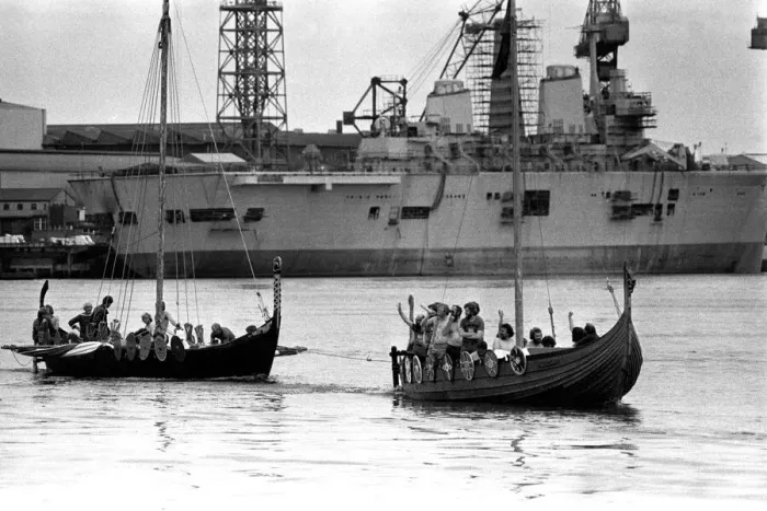 Framed Print : A Viking longboat on the river Tyne for the Newcastle Regatta in July 1980 Framed Print : A Viking longboat on the river Tyne for the Newcastle Regatta in July 1980