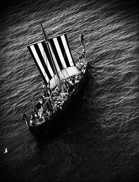 Viking Longboat Ship July 1949 Viking ship off the shores of Kent after crossing