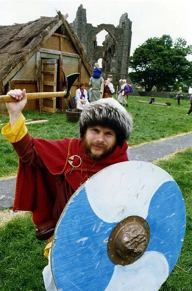 Vikings at Lindisfarne Island on 17th June 1993. Kevin Orchard, alias Vik Sigurd
