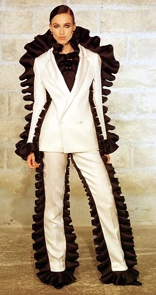 Viktor and Rolfe collection at Paris Fashion Week 1999 Model wearing Dracula tuxedo