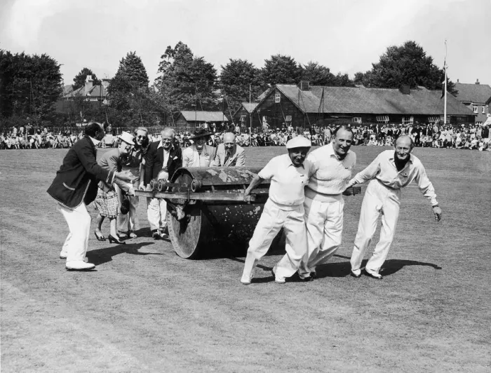 Framed Print : Village cricket pitch being prepared near Littlehampton, West Sussex