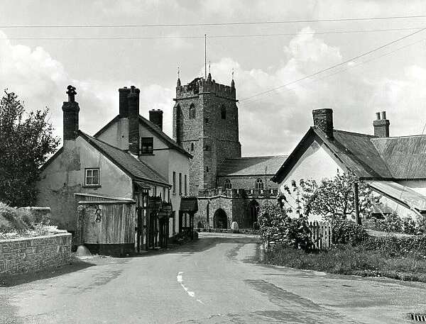 The village of Culmstock in Devon with view of church Scenic Circa 1955