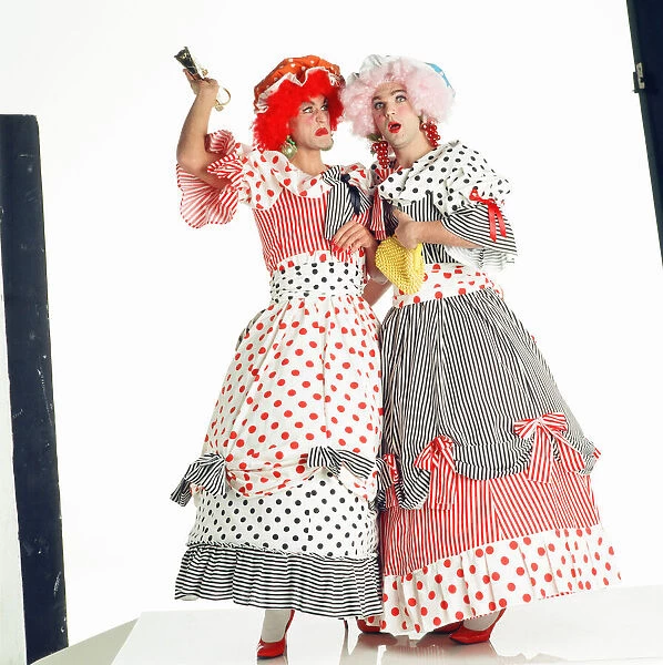 Vinnie Jones and Neil Ruddock, dressed up as The Ugly Sisters