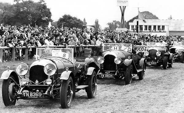 Four vintage Bentleys take to the ring in the parade at the Town