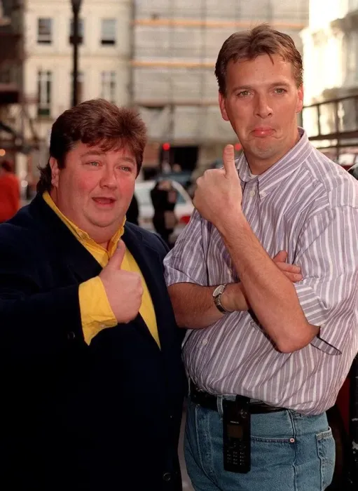 Framed Print : Virgin Radio disc jockeys Russ Williams (right) and Jono Coleman attend a book launch in