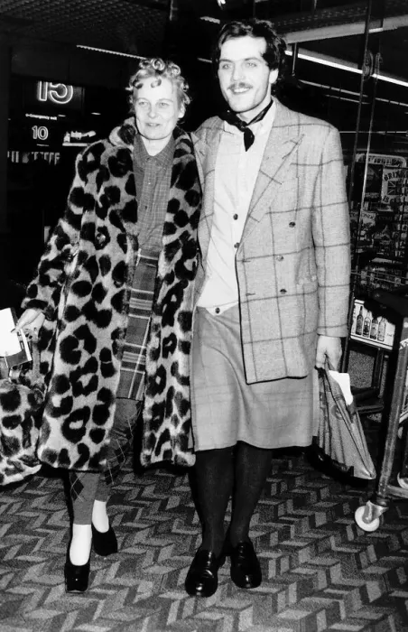 Framed Print : Vivienne Westwood award winning fashion designer and her assistant Andreas (in a skirt