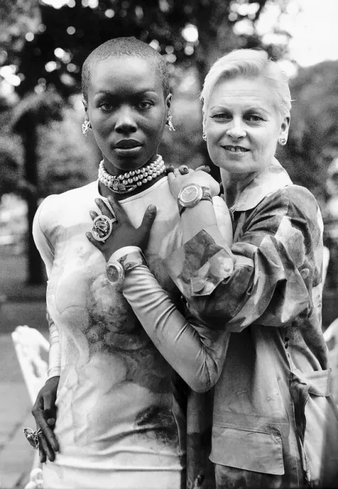 Framed Print : Vivienne Westwood award winning fashion designer with model Chrissie at the launch of Framed Print : Vivienne Westwood award winning fashion designer with model Chrissie at the launch of