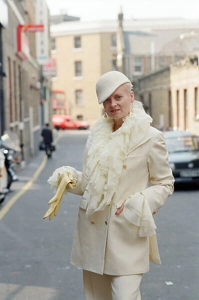 Vivienne Westwood, pictured outside her London office. 12th June 1992