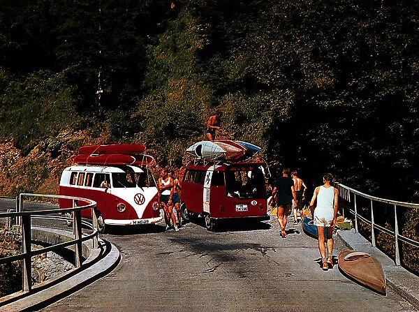 Volkswagen camper van 1960s Type 2 caravanette Circa 1964
