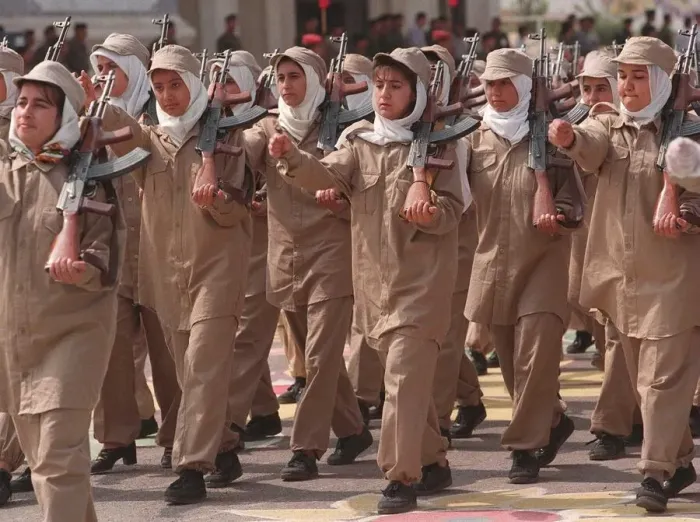 Framed Print : Volunteer Reserve Army May 1998 Womans Unit Parade in the streets of Tikrit