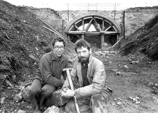 Volunteers Ian cowan (right) and Eric Maxwell are reconstructing the Gibraltar Bridge at