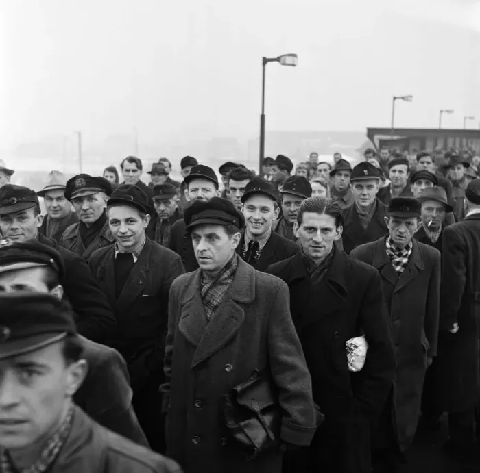 Framed Print : VW Volkswagen near Brunswick, West Germany. Workers seen here making their way to Framed Print : VW Volkswagen near Brunswick, West Germany. Workers seen here making their way to