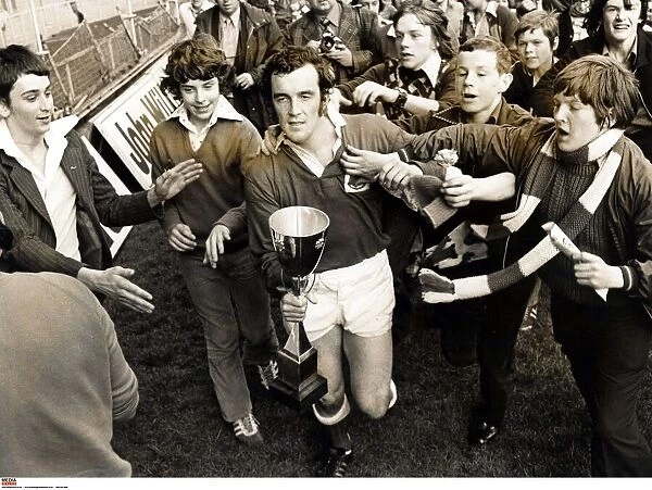 W. R. U. Cup Final, Cardiff Arms Park, 26th April 1975. Carrying the cup