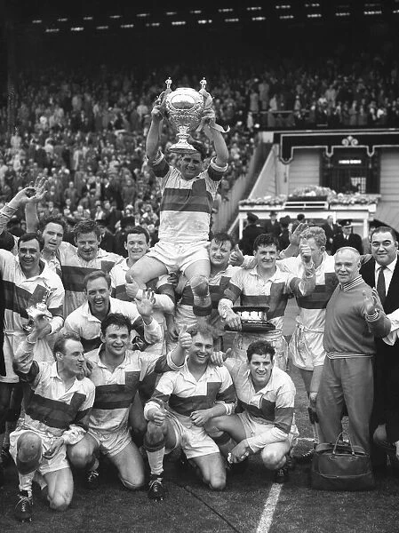 Wakefield Trinity do a lap of honour during the Rugby League Cup Final after beating