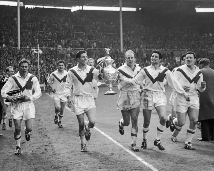 Framed Print : Wakefield Trinity players on their lap of honour following their victory in the Rugby Framed Print : Wakefield Trinity players on their lap of honour following their victory in the Rugby