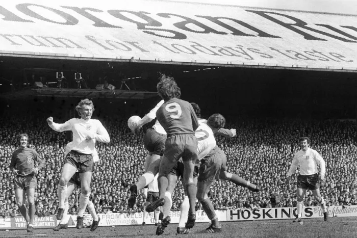 Framed Print : Wales 1-1 England, Home International Championship, Ninian Park, Sloper Road, Cardiff Framed Print : Wales 1-1 England, Home International Championship, Ninian Park, Sloper Road, Cardiff