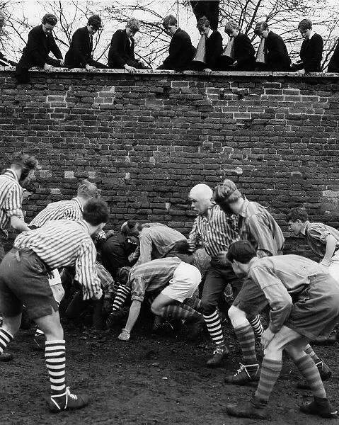 The Wall Game played at Eton College on St Andrews Day November 1960