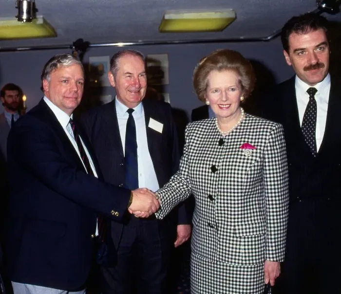 Framed Print : Wallace Mercer shaking hands with Margaret Thatcher 1989 Framed Print : Wallace Mercer shaking hands with Margaret Thatcher 1989