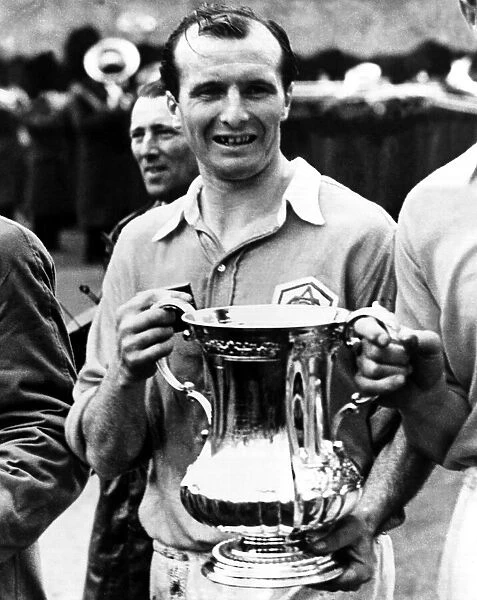 Wally Barnes Football Player of Arsenal - holding trophy