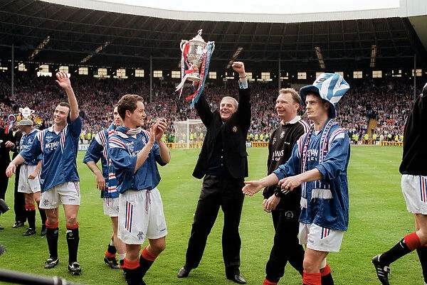 Walter Smith Rangers football manager holding the Scottish Cup after their win