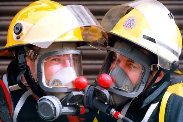 Framed Print : Wannabe record breaking firefighters John Young and Hilton Archer (right Framed Print : Wannabe record breaking firefighters John Young and Hilton Archer (right
