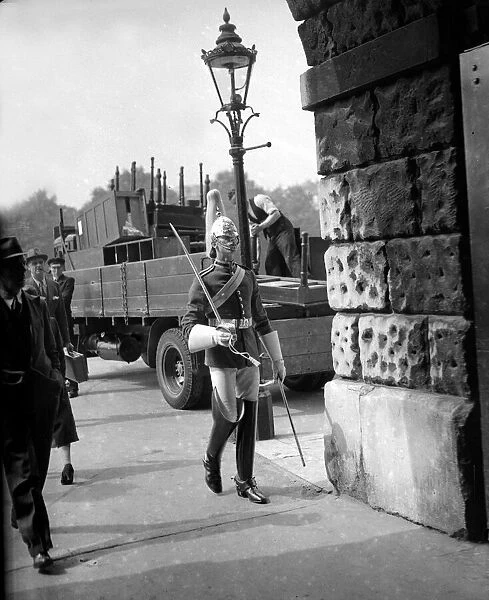 War Crisis in London September 1939 A household cavalry soldier at