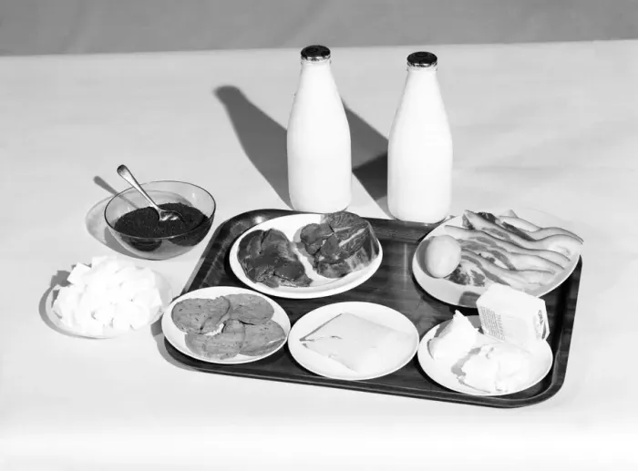 Framed Print : War Rations: This picture shows the amount of milk, butter eggs Framed Print : War Rations: This picture shows the amount of milk, butter eggs