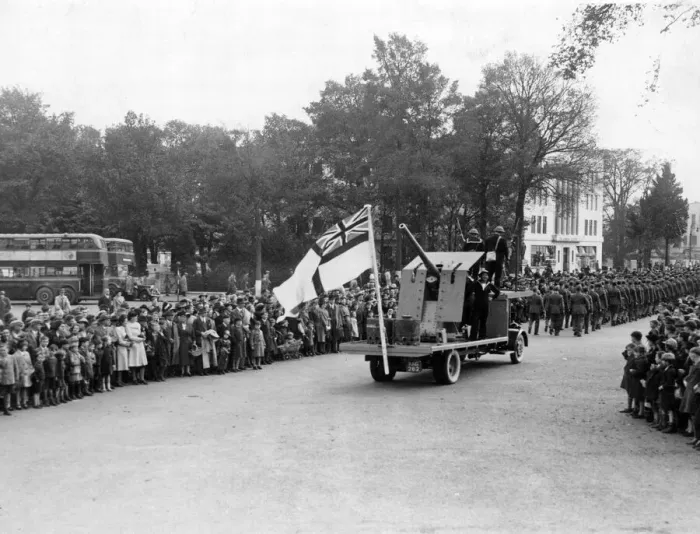 Framed Print : War weapons week procession in the South Wales area. October 1940 Framed Print : War weapons week procession in the South Wales area. October 1940