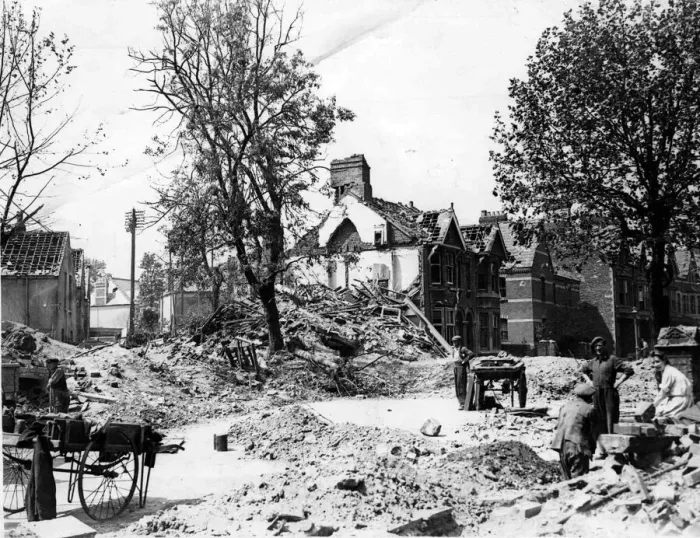 Framed Print : War - World War II - Picture of the damage caused by German bombers during air raids over Framed Print : War - World War II - Picture of the damage caused by German bombers during air raids over