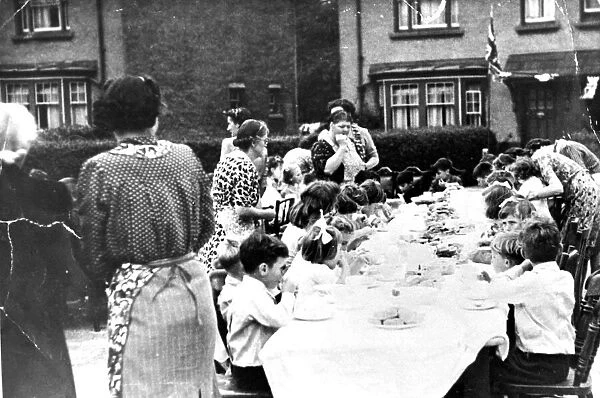 War - World War II - VE Day celebrations. Caerwent Road, Ely, Cardiff. May 1945