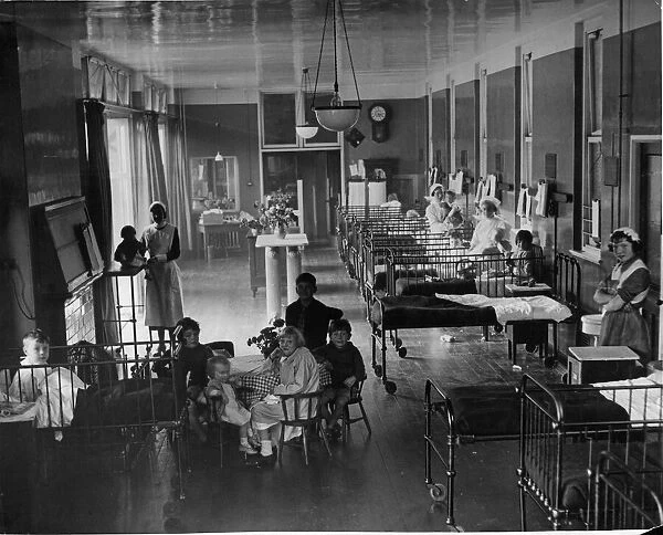 A ward in a Childrens Hospital in Birmingham, Midlands, England in the mid 1930s