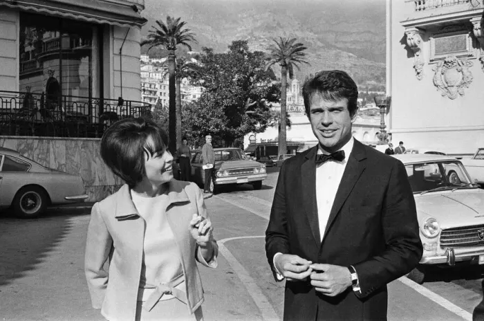 Framed Print : Warren Beatty and Leslie Caron in Monte Carlo, Monaco. 3rd February 1966