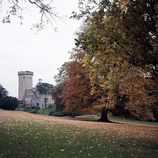 Warwick Castle - Britain Autumn Leaves on Trees and ground scenic