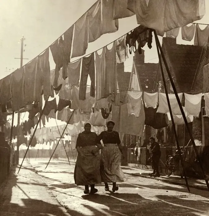 Framed Print : Washing day on the isle of Urk in the Zyder Zee. On this former island Framed Print : Washing day on the isle of Urk in the Zyder Zee. On this former island