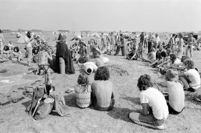 Framed Print : Watchfield Free Festival 1976, a music festival which attracted a large number of