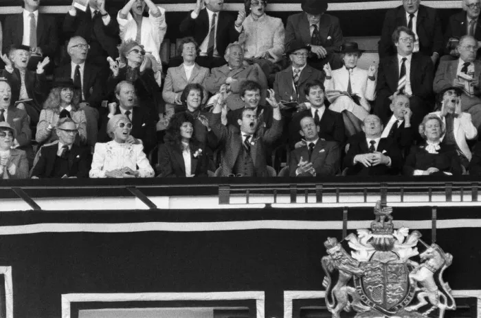 Framed Print : Watford chairman Elton John pictured watching the 1984 FA Cup Final at Wembley Stadium Framed Print : Watford chairman Elton John pictured watching the 1984 FA Cup Final at Wembley Stadium