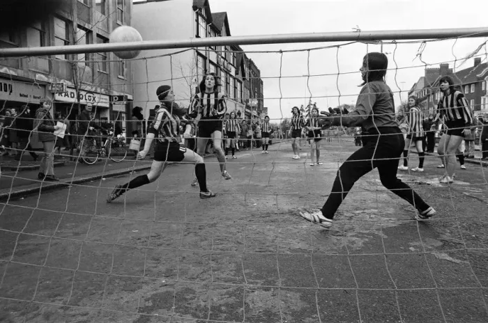 Framed Print : Watford Ladies football team played an exhibition match in Watford High Street in aid of
