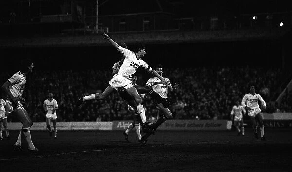 Watford v Liverpool FA cup replay March 1986 Liverpool defender Alan Hansen jumps