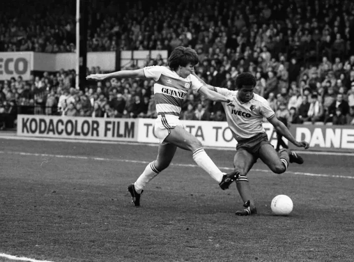 Framed Print : Watford v QPR March 1983 John Barnes and Terry Fenwick Framed Print : Watford v QPR March 1983 John Barnes and Terry Fenwick