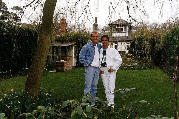 Wayne Dobson Magician with Wife Karen Dobson in rear garden of cottage Dbase