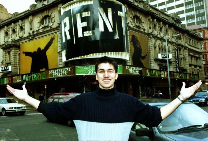 Framed Print : Wayne Moore April 1999 actor in the musical Rent, standing outside the Shaftsberry Framed Print : Wayne Moore April 1999 actor in the musical Rent, standing outside the Shaftsberry