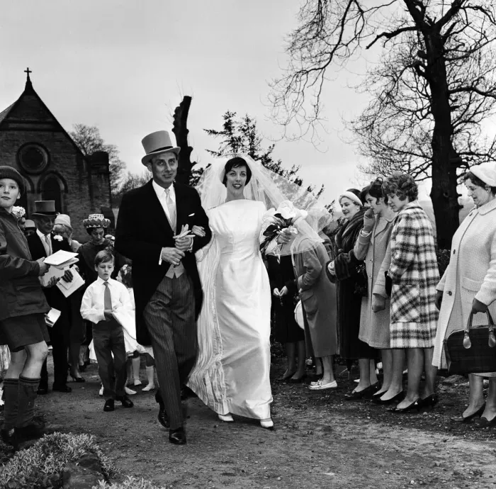 Framed Print : The wedding of comedian Spike Milligan to Pat Ridgeway. The wedding was held at Crag Wood Framed Print : The wedding of comedian Spike Milligan to Pat Ridgeway. The wedding was held at Crag Wood