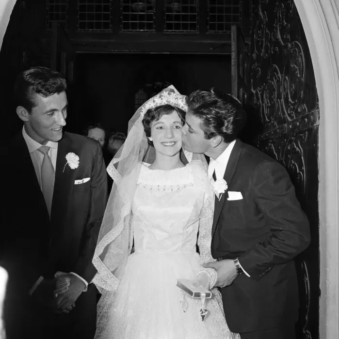 Framed Print : The wedding of Miss Ann Findley and Mr Bruce Welch, Cliff Richard is the best man Framed Print : The wedding of Miss Ann Findley and Mr Bruce Welch, Cliff Richard is the best man