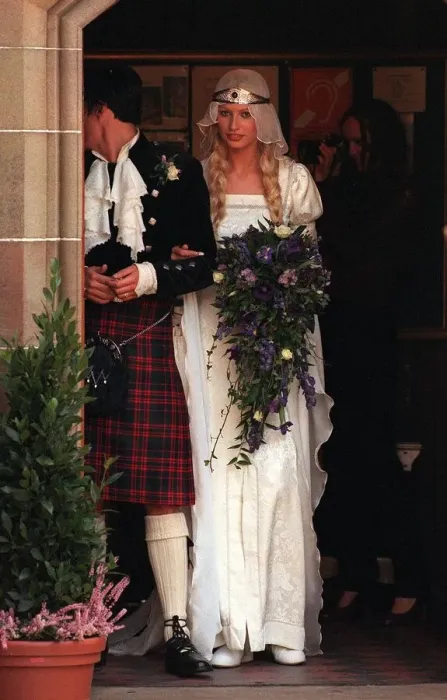 Framed Print : Wedding of Model Kirsty Hume and Donovan Leitch September 1997 at Luss Parish church Framed Print : Wedding of Model Kirsty Hume and Donovan Leitch September 1997 at Luss Parish church