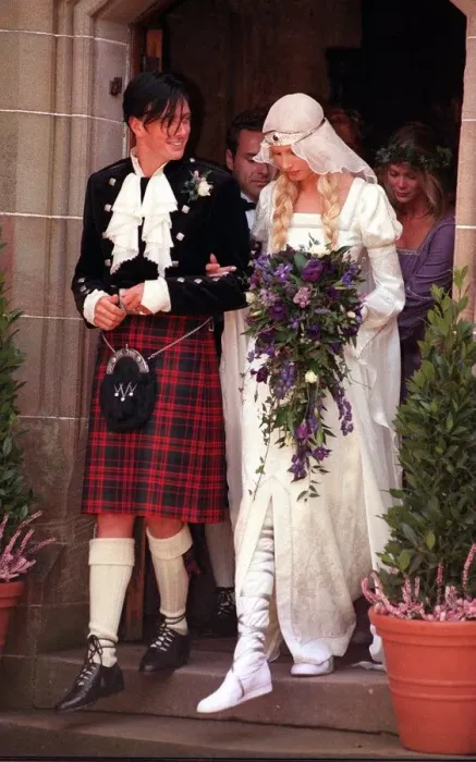 Framed Print : Wedding of Model Kirsty Hume and Donovan Leitch September 1997 at Luss Parish church Framed Print : Wedding of Model Kirsty Hume and Donovan Leitch September 1997 at Luss Parish church