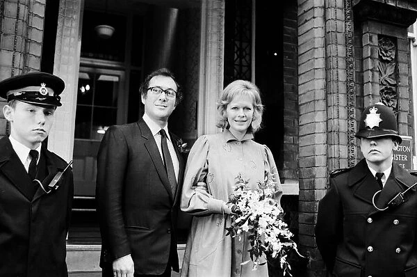 Wedding of playwright Harold Pinter and author Lady Antonia Fraser at Kensington Registry